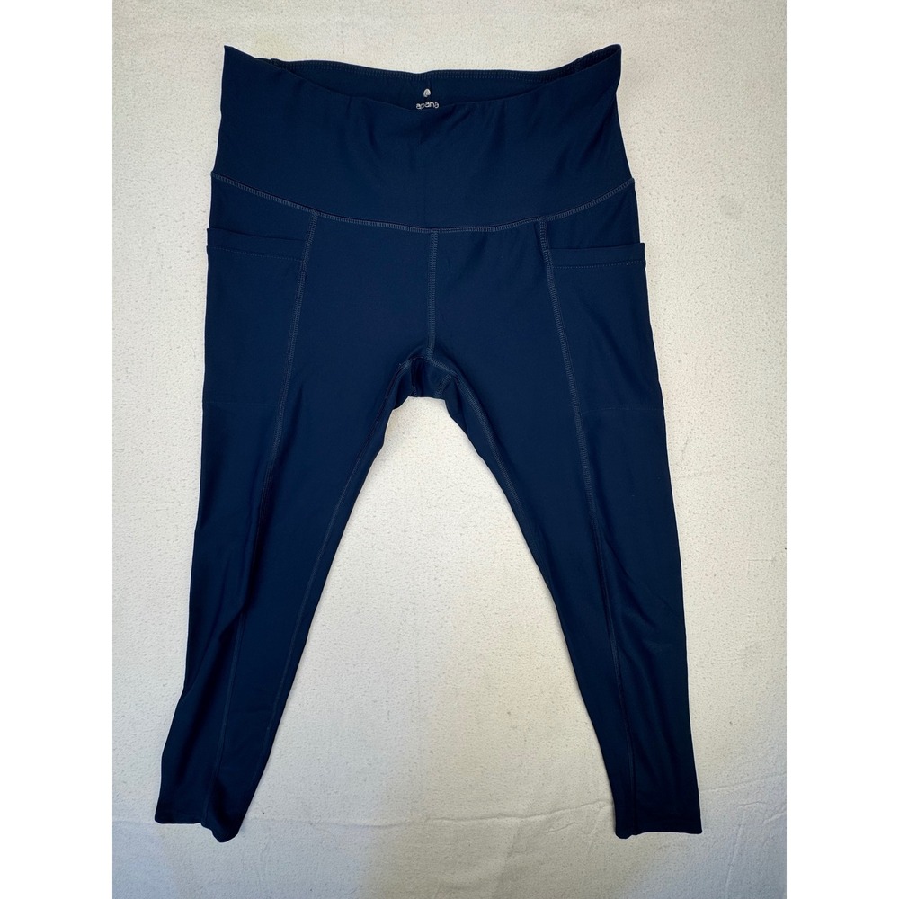 Apana Leggings Women Medium Navy Blue Pockets High Rise‎ Yoga Athletic